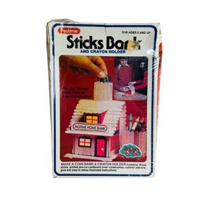 Pastime Sticks Bank Kids Craft Kit Coin Bank and Crayon Holder Sealed Desk Caddy